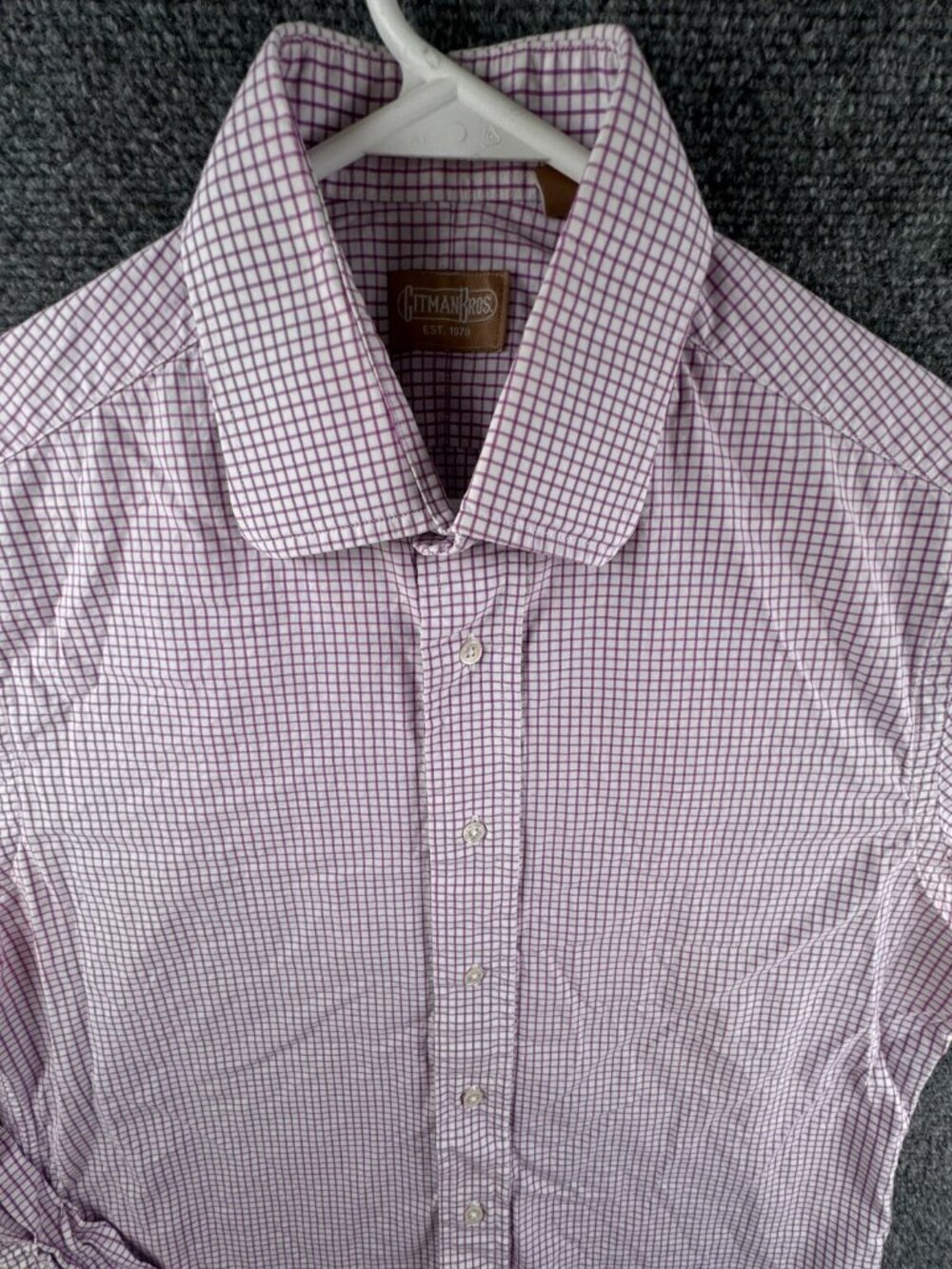 Gitman Bros Button Up Shirt Long Sleeve Men Cotton Purple Check 15.5 35 USA